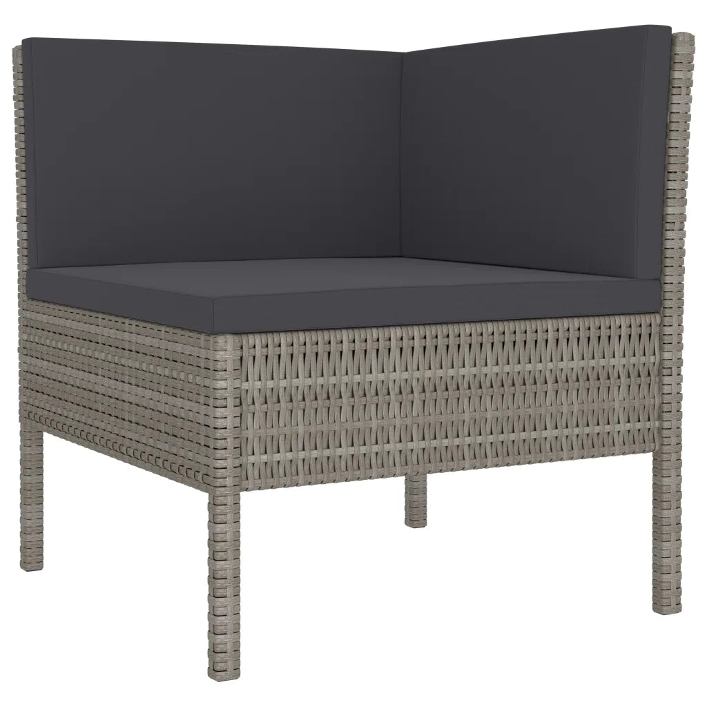 Set Divani da Giardino 3 pz con Cuscini in Polyrattan Grigio 310204