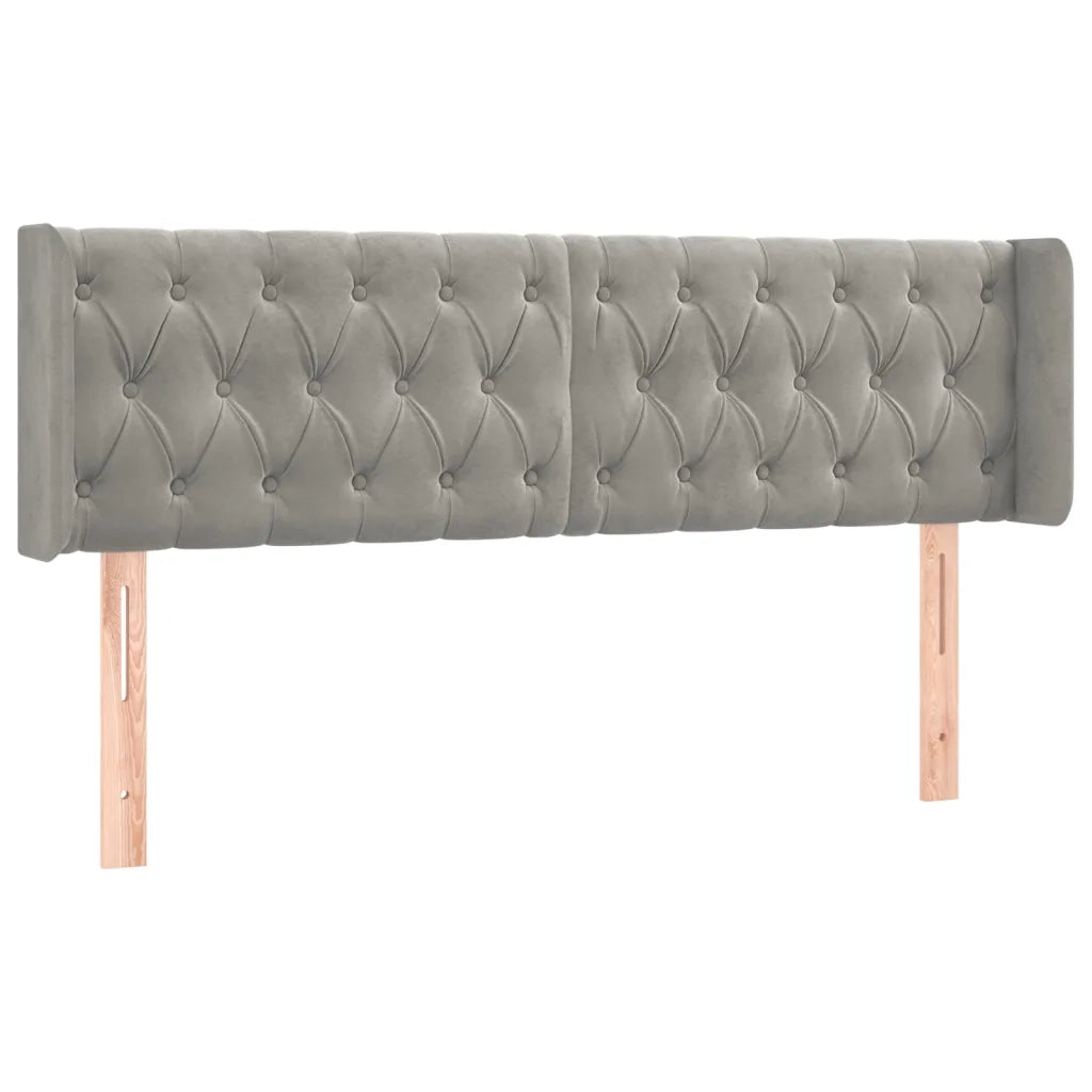 Testiera | Testata ad Orecchio Grigio Chiaro 163x16x78/88 cm in Velluto