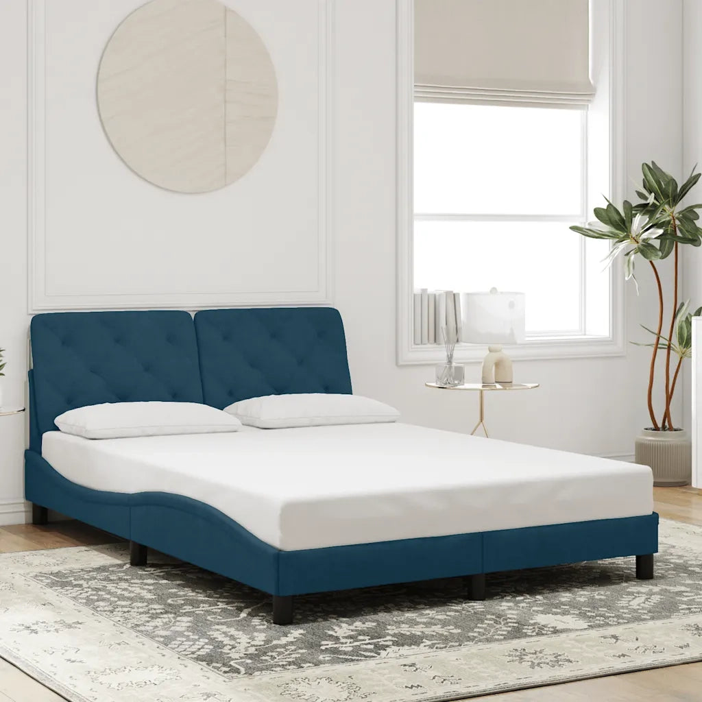 Giroletto senza Materasso Blu 140x190 cm in Velluto
