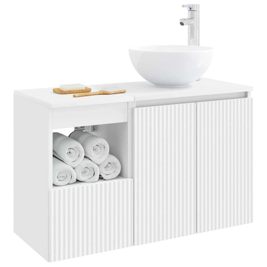 Set di mobili per il bagno 2 pz Bianco Legno ingegnerizzato 3404034