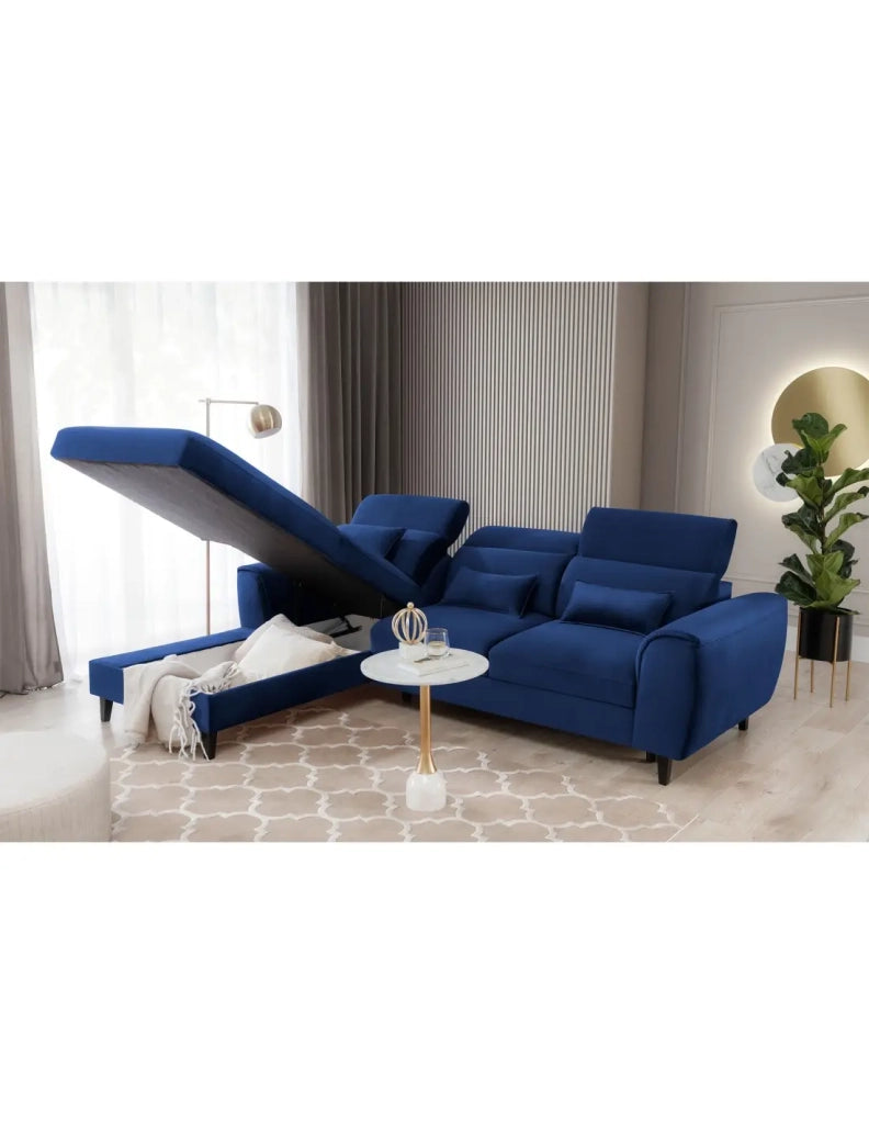 Divano ad angolo convertibile blu navy angolo sinistro 4 posti FABLE