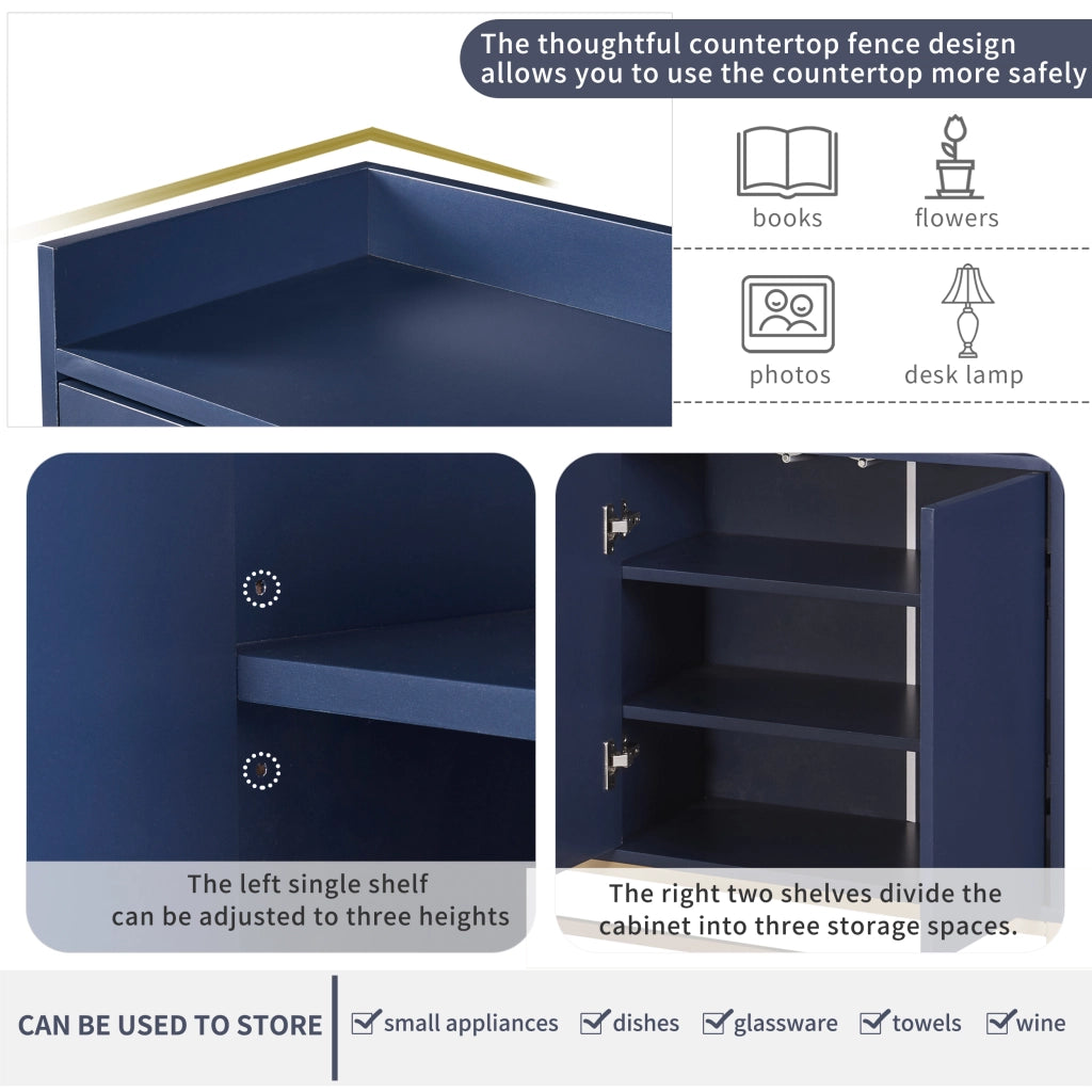 Credenza Moderna 4 Ante senza Maniglie ¨C MINIMAL ¨C Blu Navy