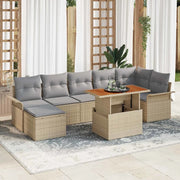 Set Divano da Giardino 8 pcs Beige Poly Rattan