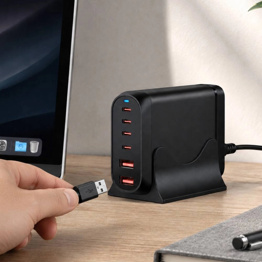 Adattatore alimentatore usb 200w con spina europea e porte multiple