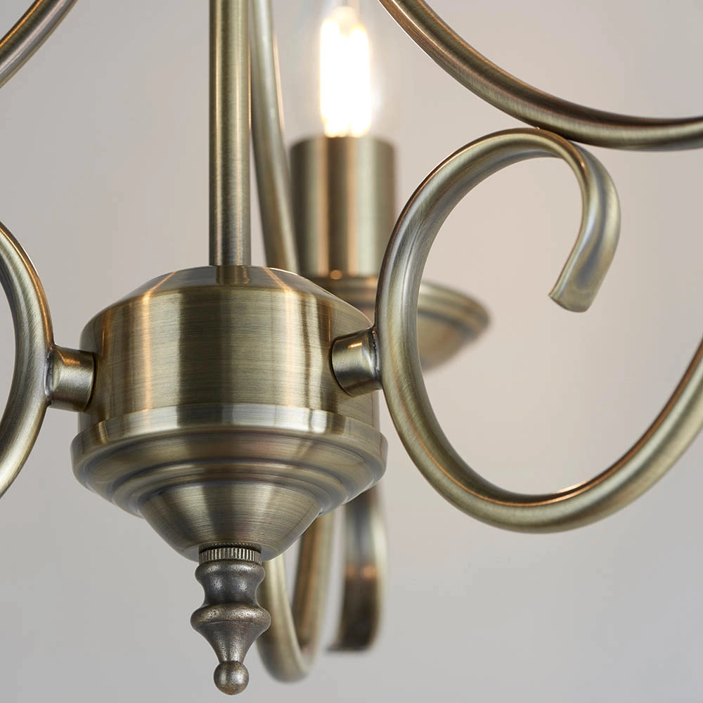 Lampadario Bernice ottone anticato 3xE14 dimmerabile Endon
