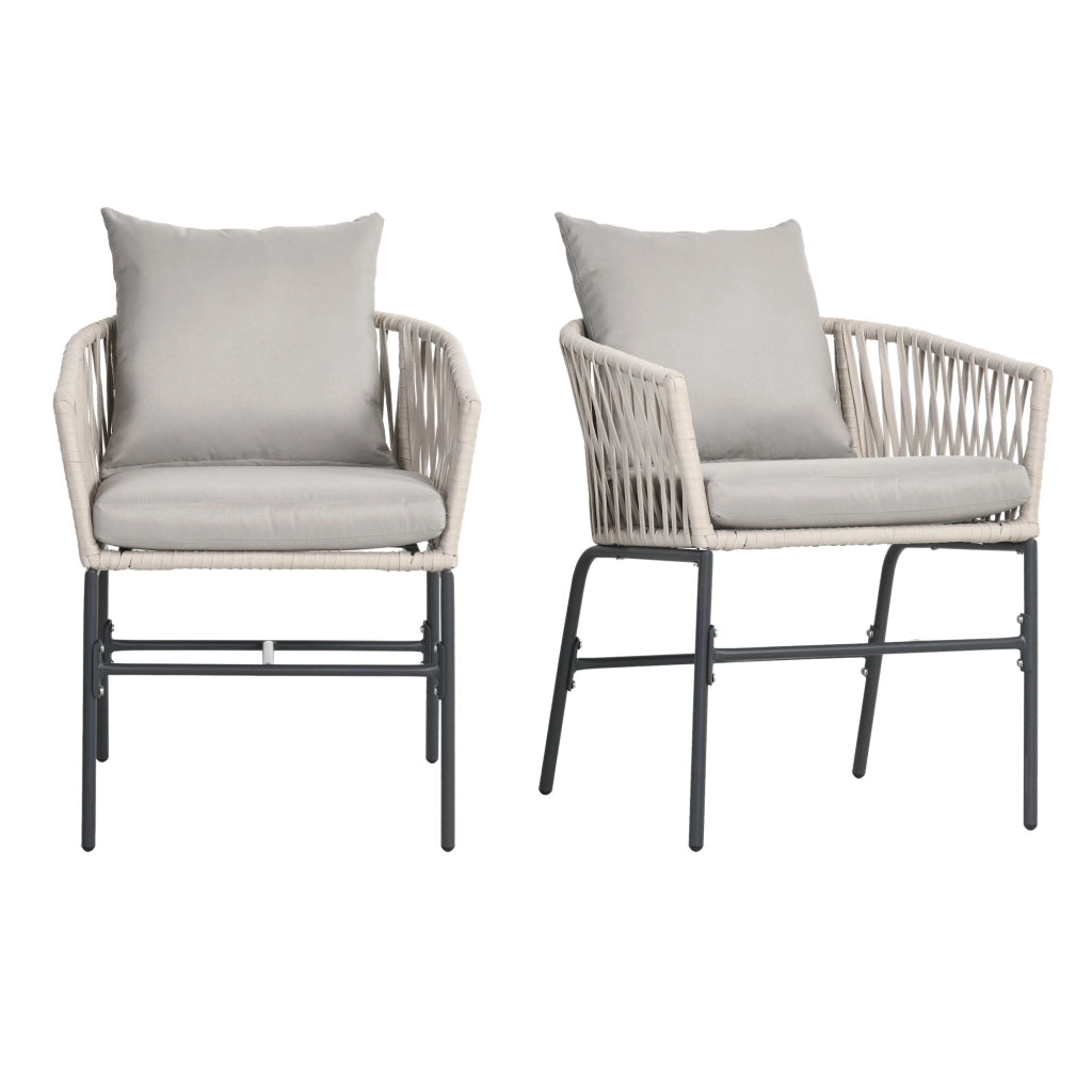 Sedia da pranzo 2 pezzi ¨C Minimal ¨C Beige, metallo