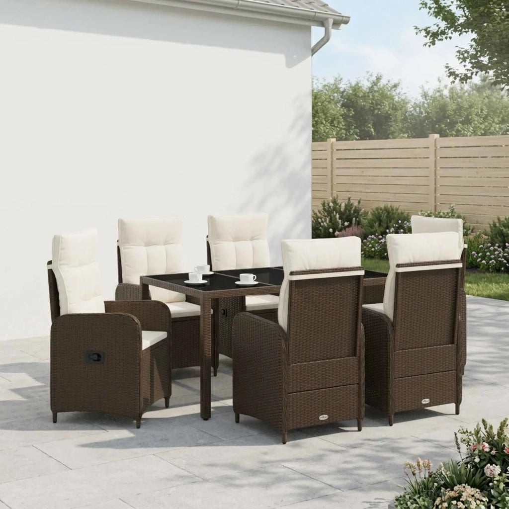 Set da pranzo per esterni 7 pz Marrone e Bianco Crema 3422315