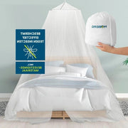 Insecticida per reti per letto unifamiliare e bifamiliare - ideale per viaggi - comprensivo di ombrello, chiodi, chiodini adesivi e borsa - utilizzo interno ed esterno - bianco
