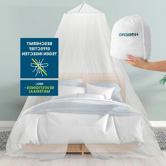 Insecticida per reti per letto unifamiliare e bifamiliare - ideale per viaggi - comprensivo di ombrello, chiodi, chiodini adesivi e borsa - utilizzo interno ed esterno - bianco