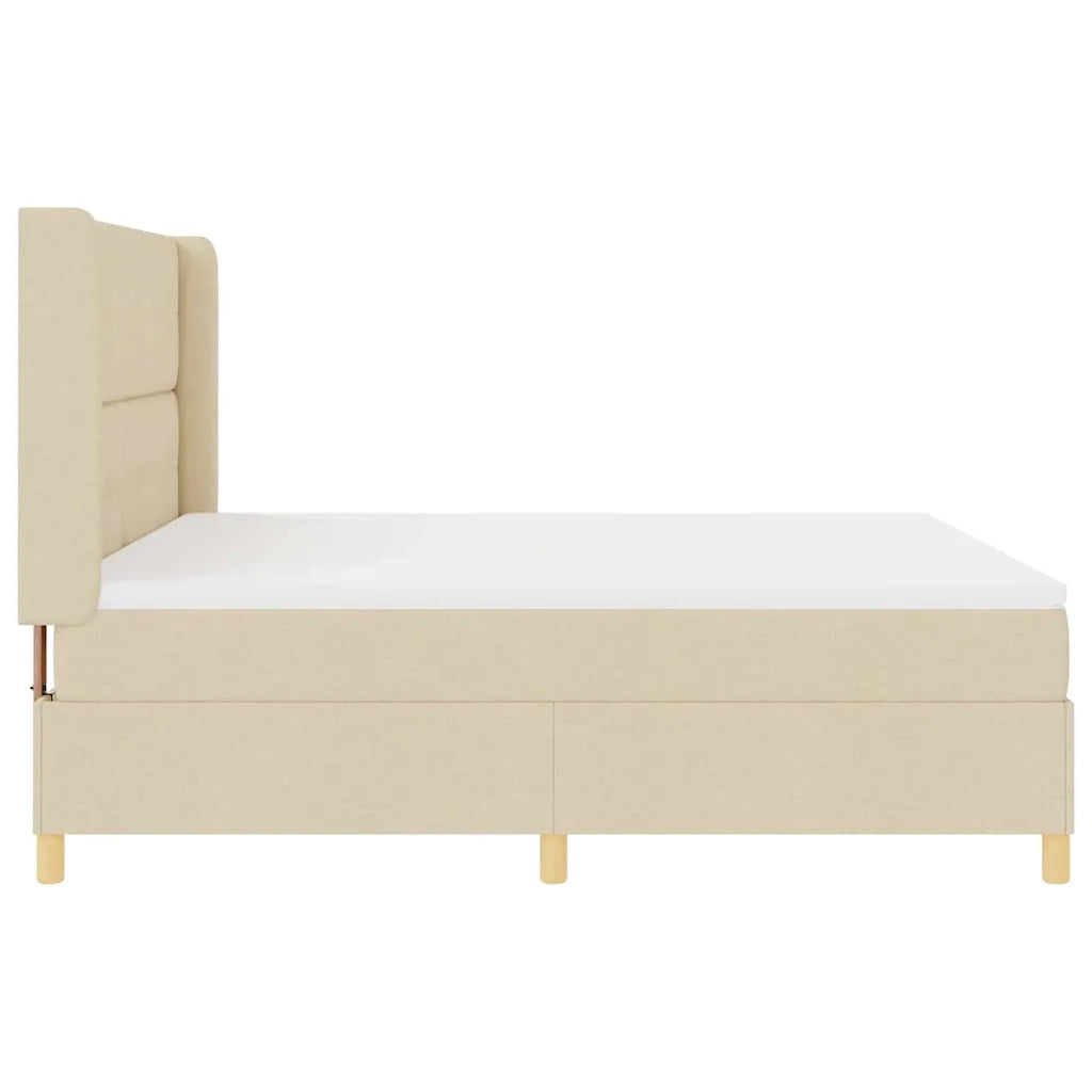 Letto a molle con strisce LED Crema 180 x 200 cm Tessuto 3343712