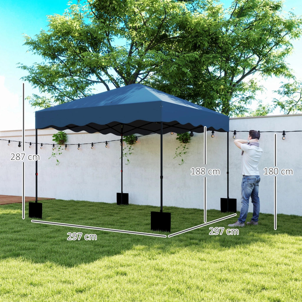 Gazebo Pieghevole 3x3m ¨C Xylo ¨C Protezione UV, Altezza Regolabile, Blu Scuro