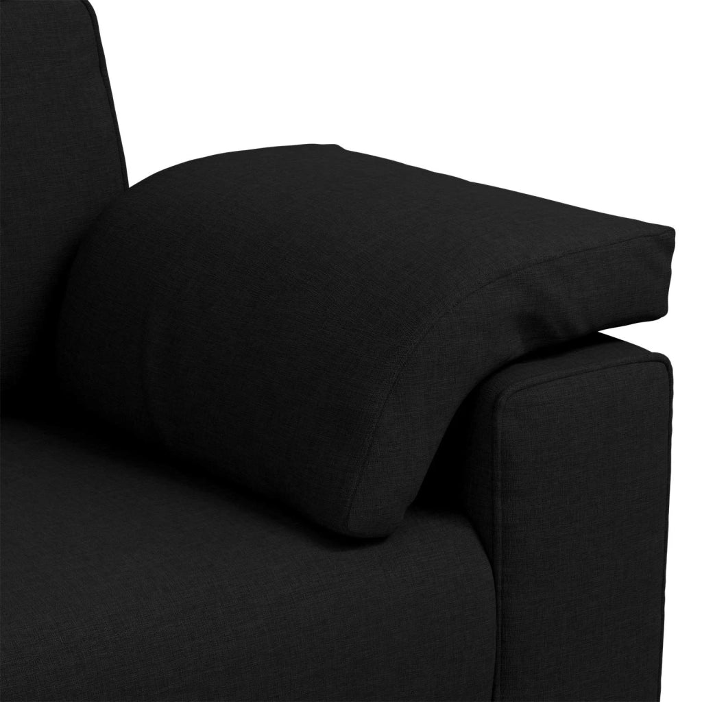 Divano 3 pcs Nero 219 x 80 x 82 cm Tessuto misto lino 3324660