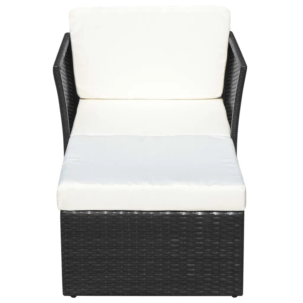 Sedia da Giardino con Poggiapiedi in Polyrattan Nero 41981
