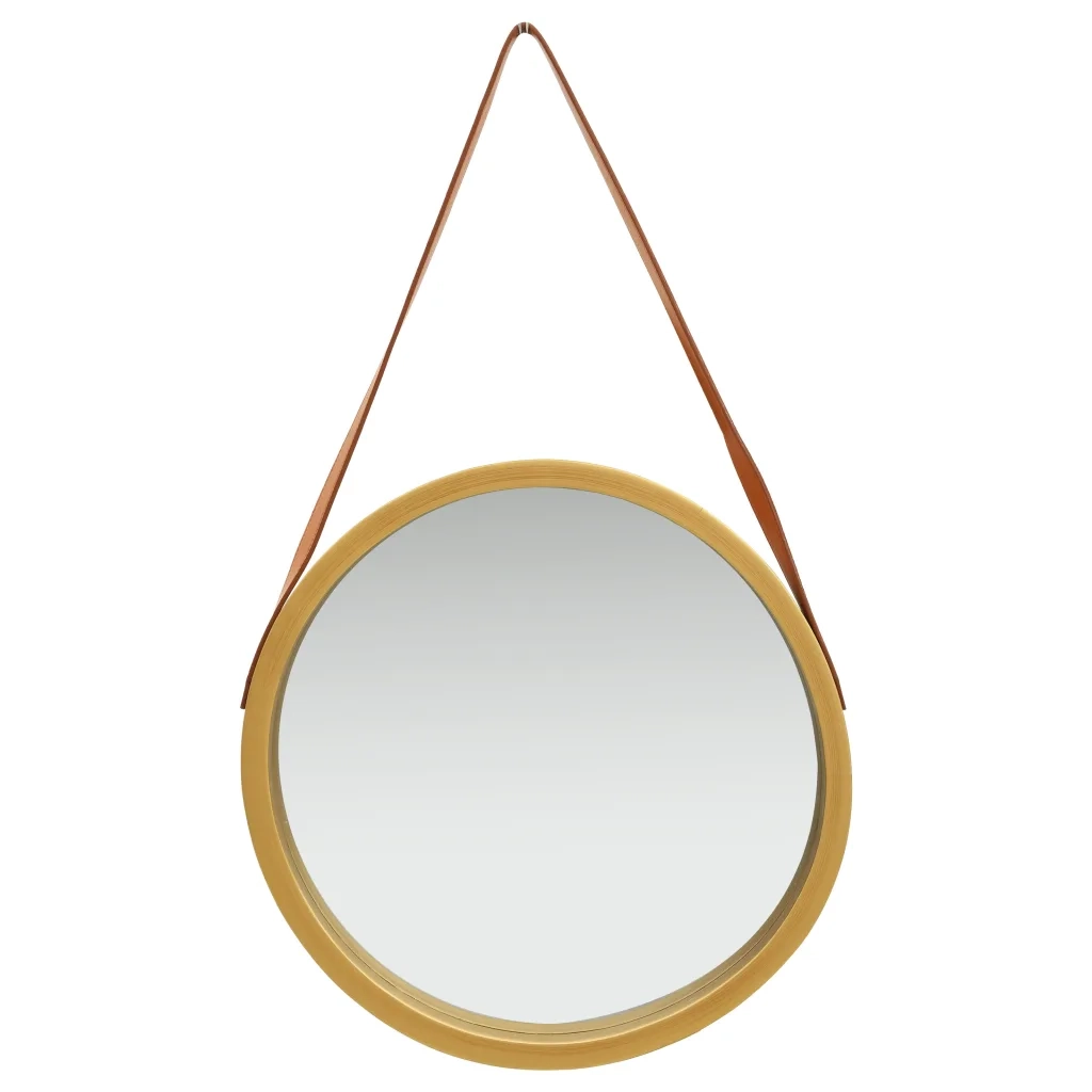 Specchio da Parete con Cinghia-Specchio a Muro-Specchio Decorativo 50 cm Oro