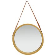 Specchio da Parete con Cinghia-Specchio a Muro-Specchio Decorativo 50 cm Oro