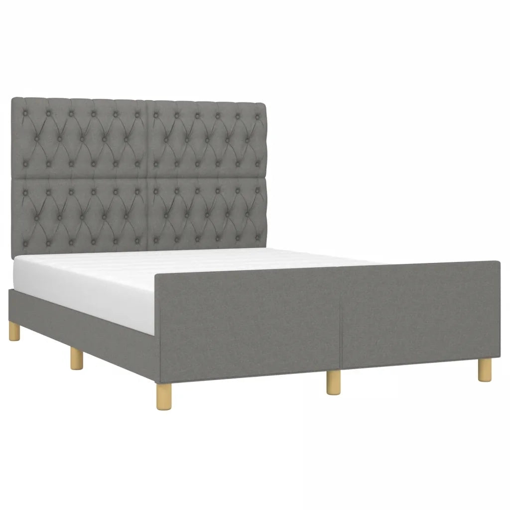 Letto matrimoniale | Letto per adulti | Giroletto senza Materasso Grigio Scuro 140x190 cm Tessuto