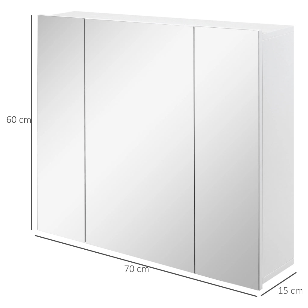 Mobile Bagno con Specchio e 3 Ante ¨C Minimal ¨C Bianco 70x15x60cm