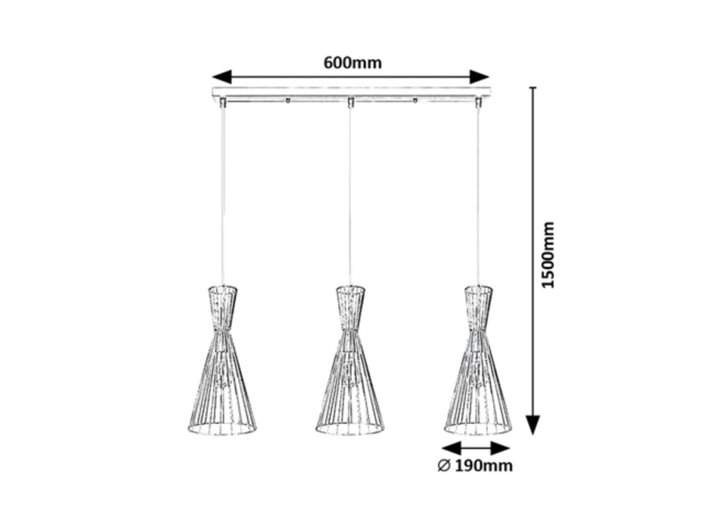 Lampada a sospensione industriale Rabalux Leandros nera 3xE27