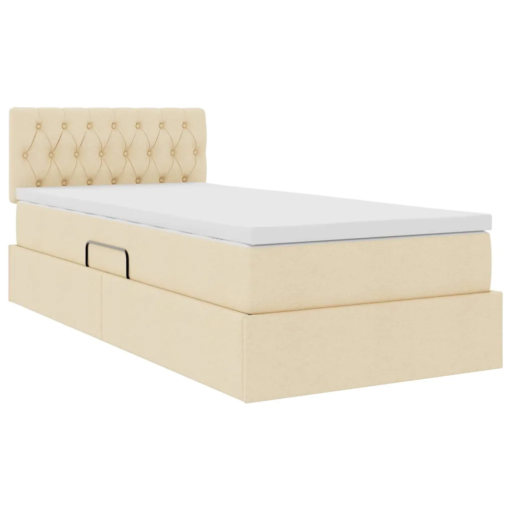 Letto con contenitore e materasso Crema 90 x 190 cm