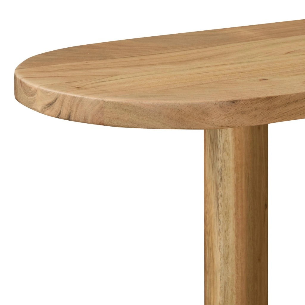 Consolle ovale in legno di acacia a 2 livelli, marrone naturale