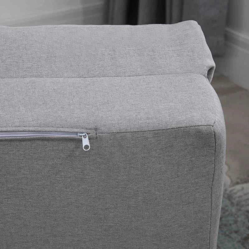 POLTRONA LETTO 3 IN 1 CONVERTIBILE IN CHAISE LONGUE E DIVANO DA TERRA CON 2 CUSCINI, GRIGIO CHIARO