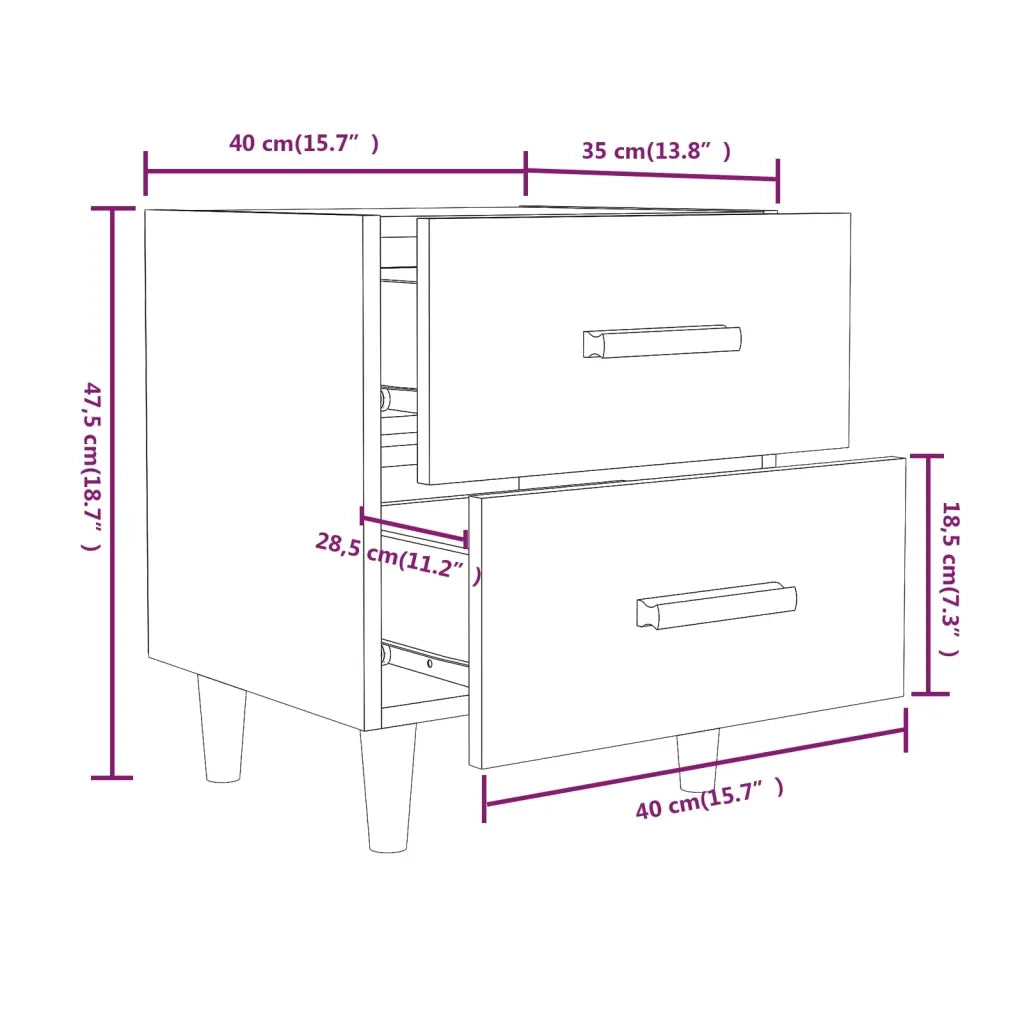 Comodini 2 pz-Set di 2 Tavolino da notte Bianchi 40x35x47,5 cm