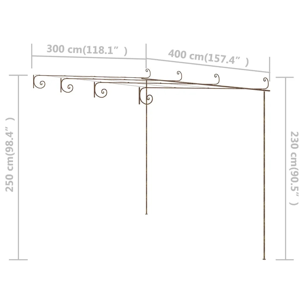 Pergolato da Giardino Marrone Anticato 4x3x2,5 m in Ferro