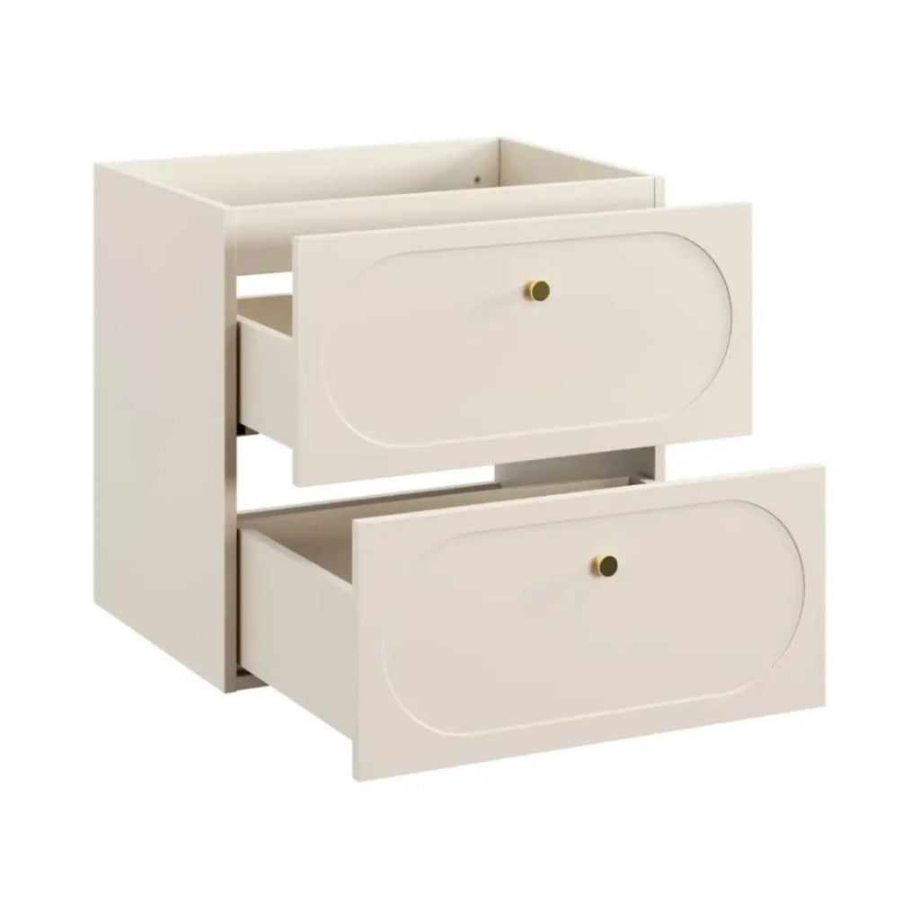 Set bagno TORNADO beige: mobile sottolavabo 60cm + piano per lavabo + lavabo da appoggio marrone rotondo