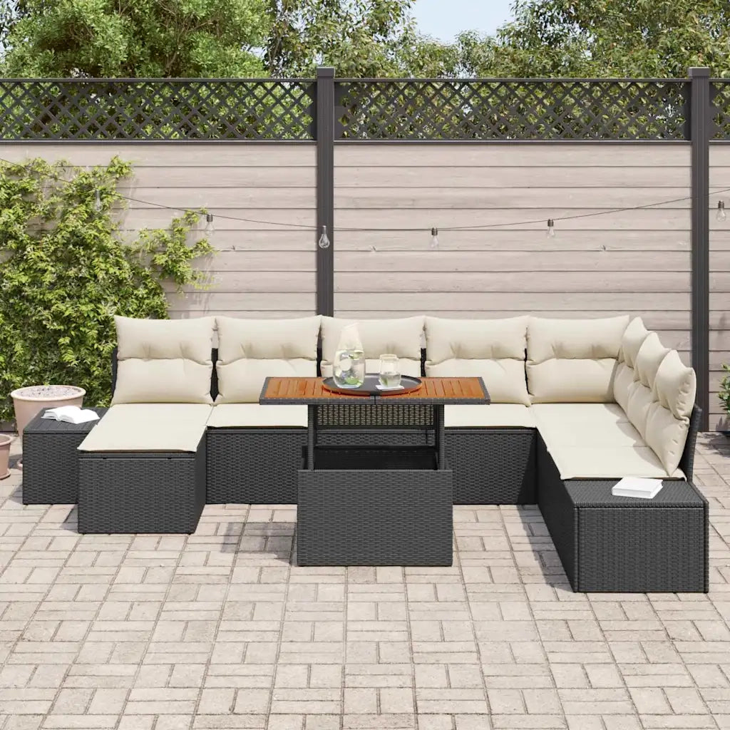 Set Divano da Giardino con archiviazione 9 pcs Nero Poly Rattan 3358735