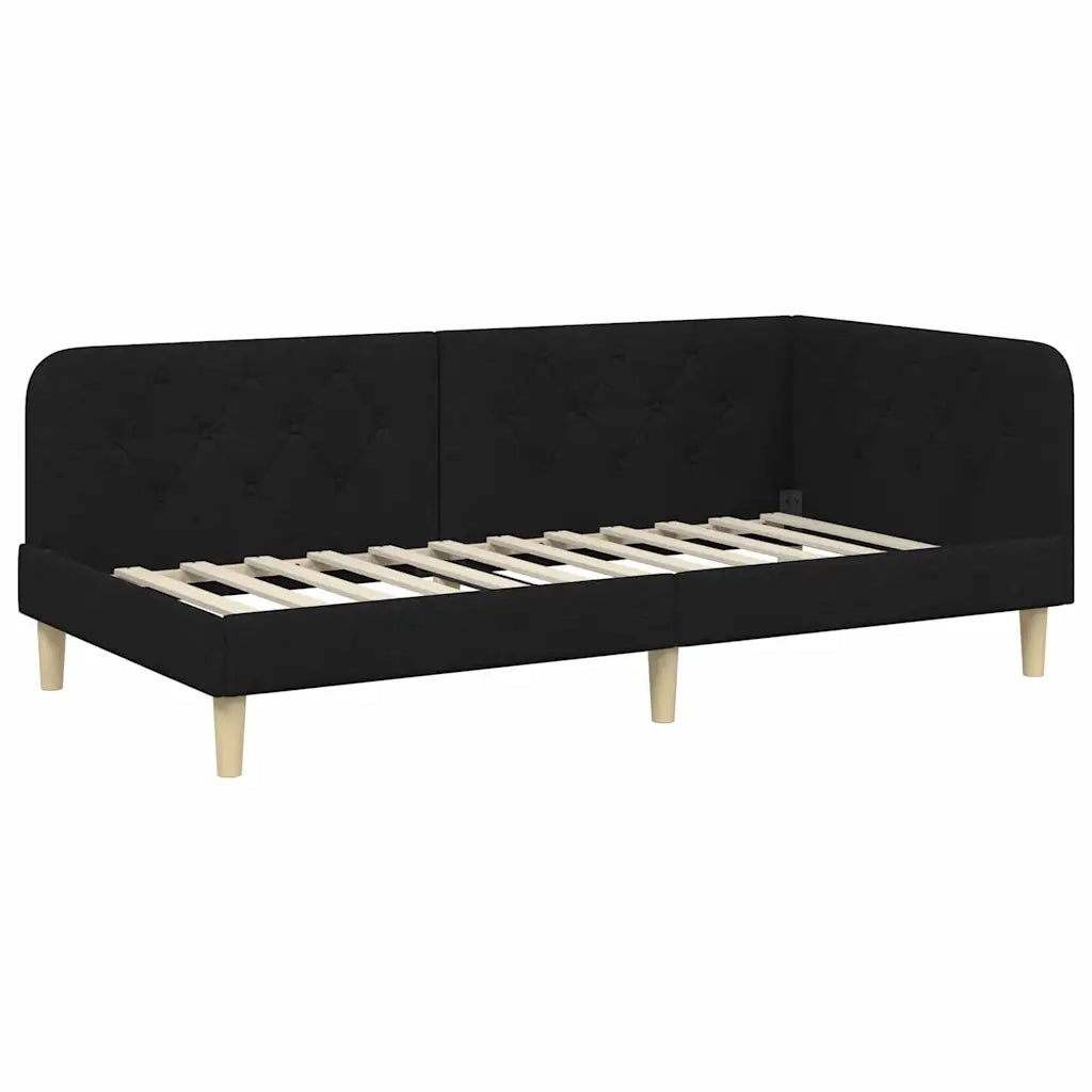 Cornice del letto ad angolo Nero 100 x 200 cm Tessuto