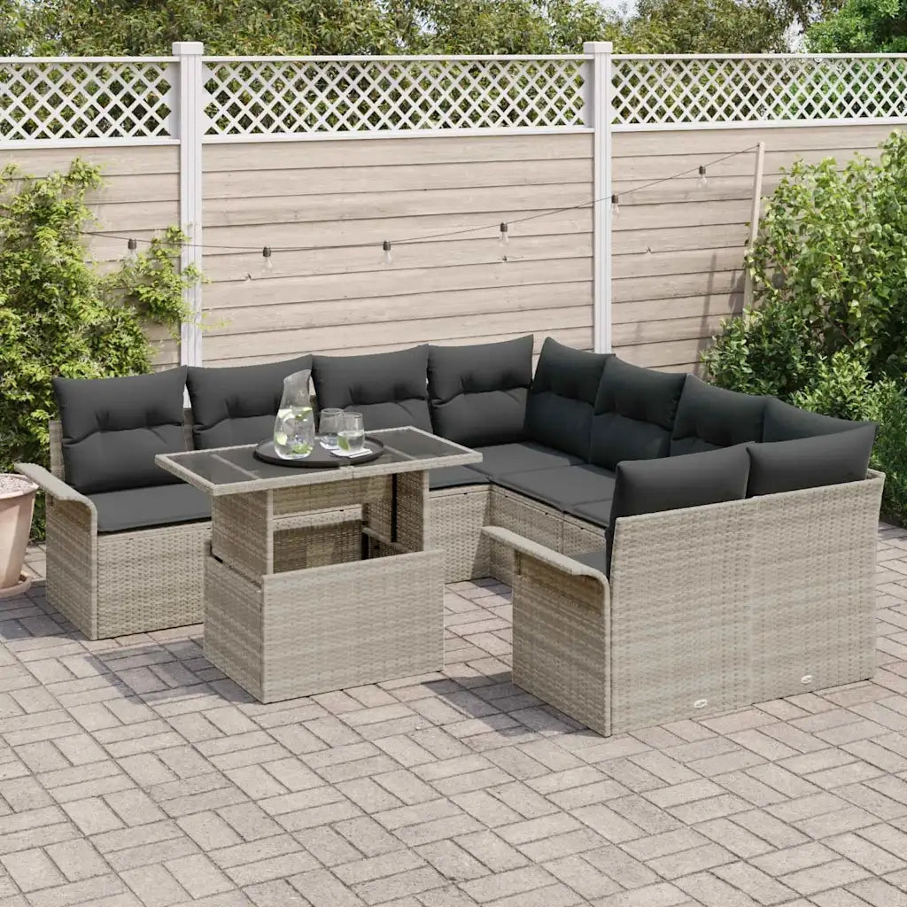 Set Divano da Giardino con cuscino 9 pcs Grigio chiaro 3356995