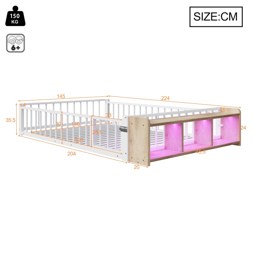 Letto in Metallo con LED e Sponde ¨C MINIMAL ¨C Bianco 140x200