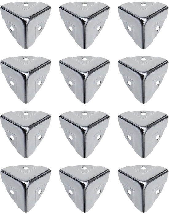 Protezioni angolari 12 pezzi - Cromo - 25x25x25mm - Montaggio a viti - Materiale duraturo - Resistente alla ruggine - Angoli di protezione