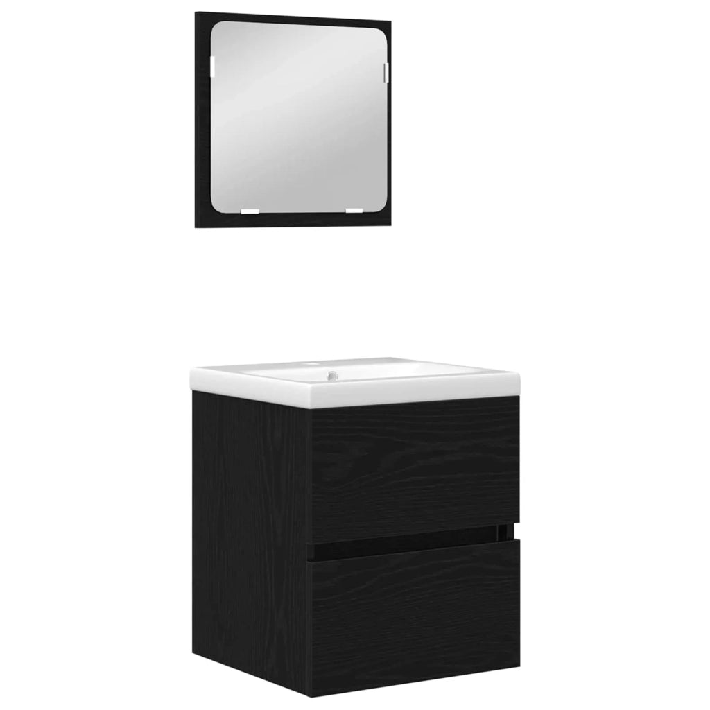 Set di mobili per il bagno 2 pcs Rovere Nero e Bianco