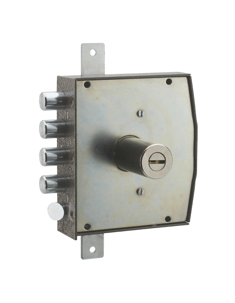 Serratura triplice 3 punti con pomolo, da applicare, acciaio, 154x140 mm, destra, 5 chiavi - THIRARD