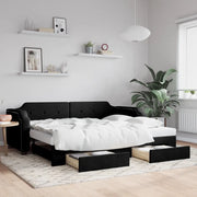 Divano Letto Estraibile con Cassetti Nero 100x200 cm in Tessuto 3197677