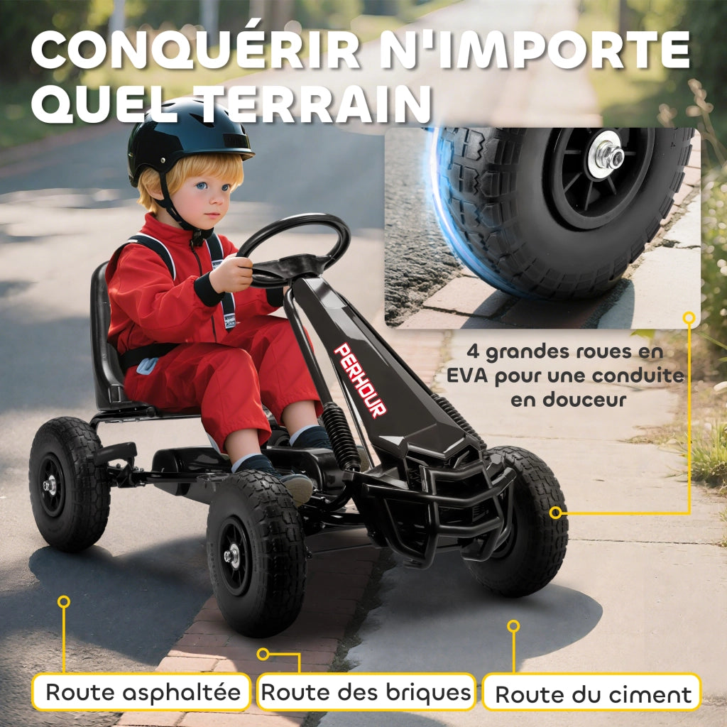 Go-Kart a pedali per bambini ¨C Xylo ¨C sedile regolabile, freno manuale, 110x61x62 cm, nero
