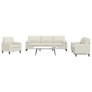 Set di Divani 3 pz con Cuscini e Rinforzi Crema in Velluto 3278459
