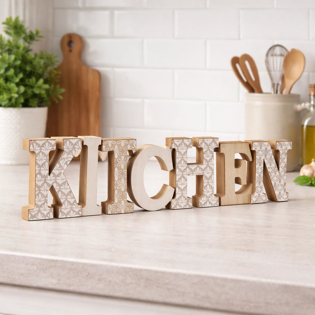 DECORAZIONE IN LEGNO KITCHEN - 40 x 11 x 2 cm