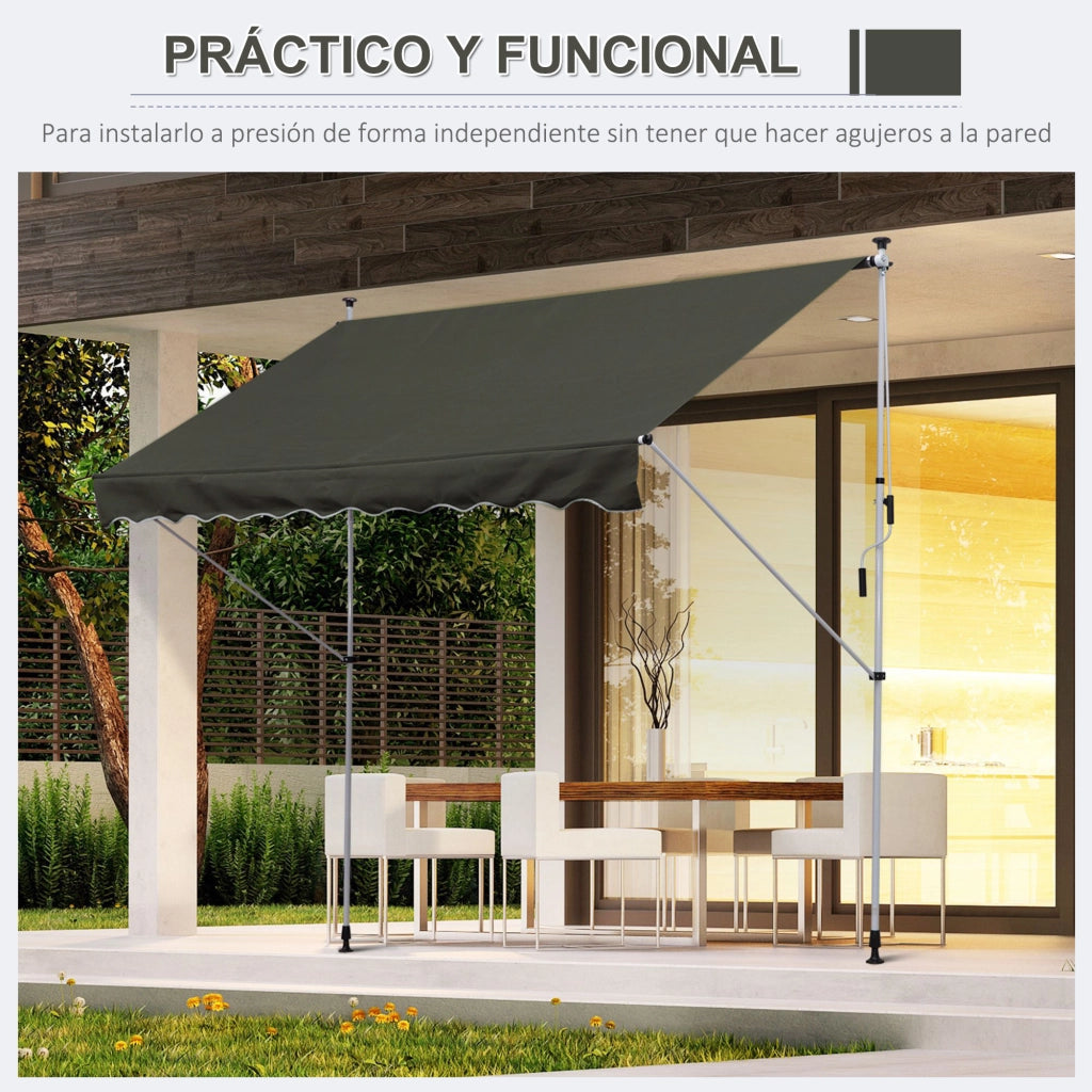 Toldo Manuale Retrattile per Terrazza ¨C Minimal ¨C Grigio 300x150x170-280 cm
