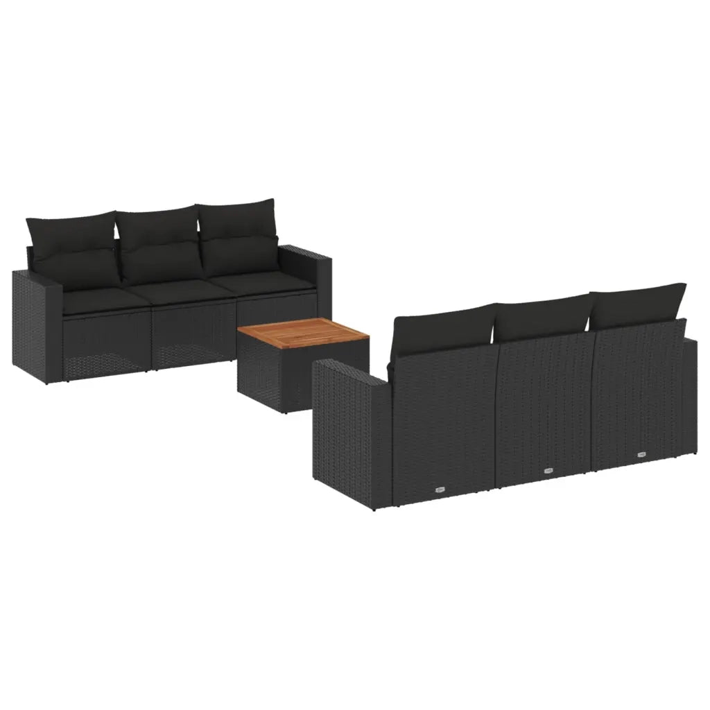 Set Divani da Giardino con Cuscini 7pz Nero Polyrattan 3224011