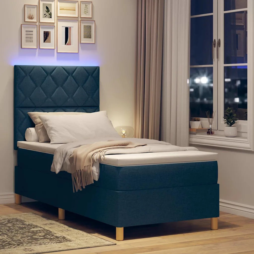 Letto a molle con materasso Blu 90 x 200 cm Tessuto 3343151