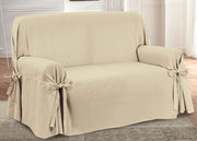 Copridivano Fodera Telo Protezione Divano Con Laccetti Fiocco Varie Fantasie - 2 Posti - Prez Beige