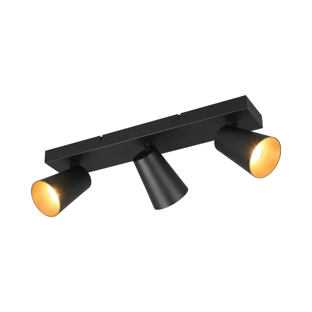 LÚZETE - SPOT SOFFITTO/PARETE 3 LUCI METALLO NERO GU10 SILVANO