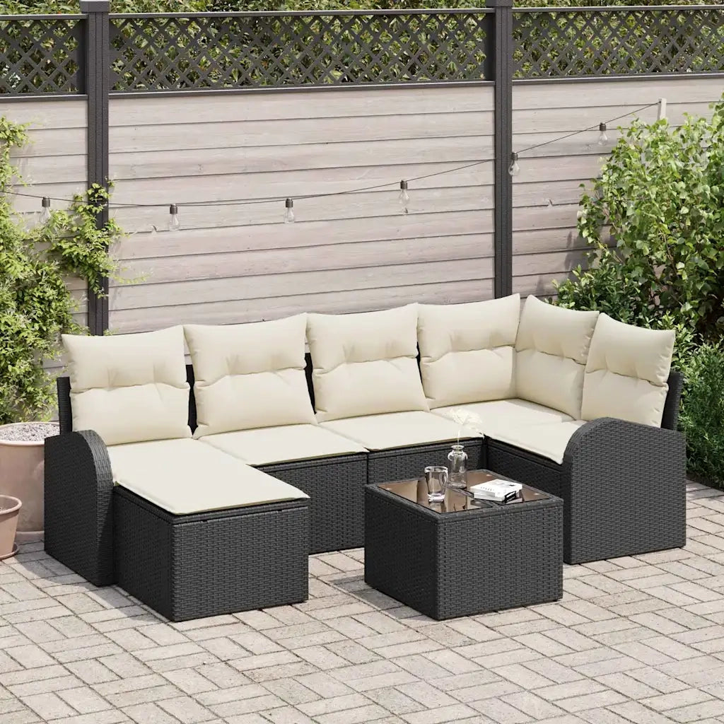 Set Divano da Giardino 7 pcs Nero polyrattan 3346117