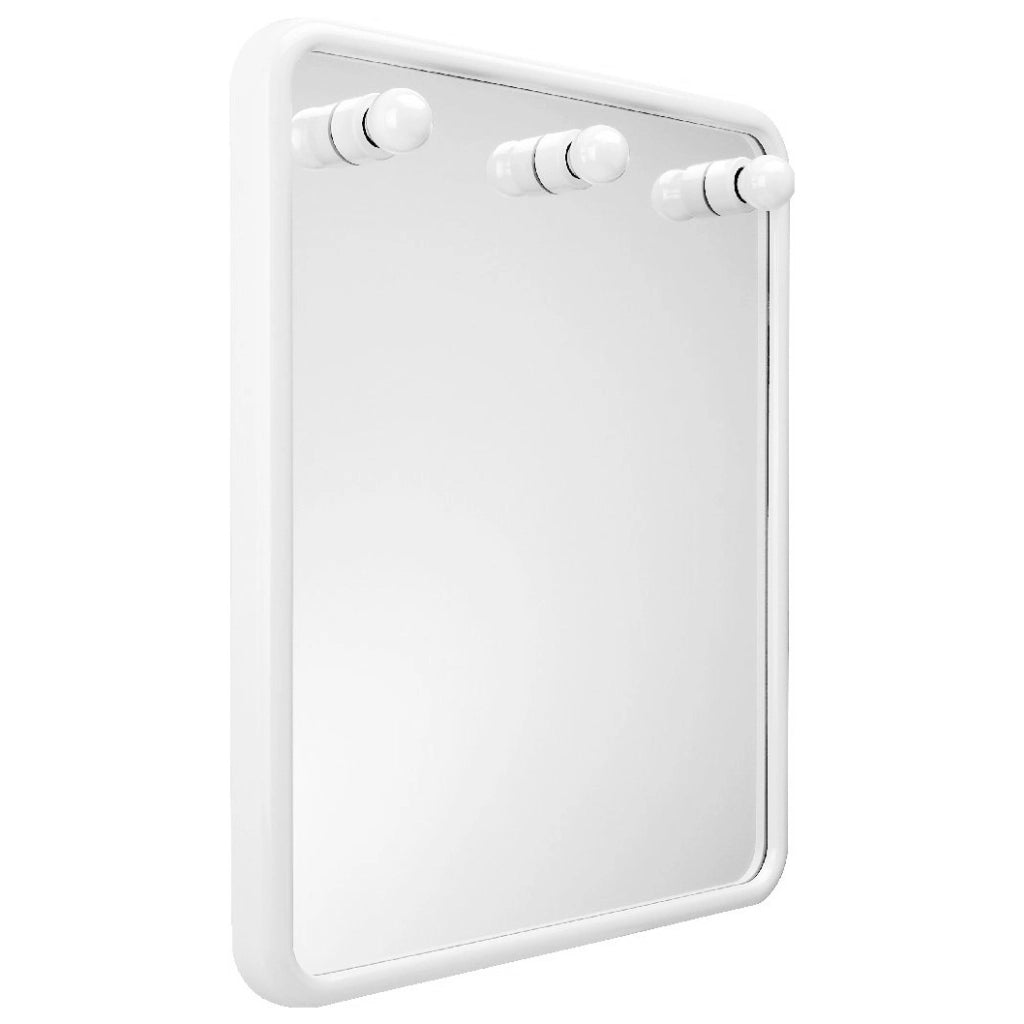 Specchio quadro con tre luci bianco
