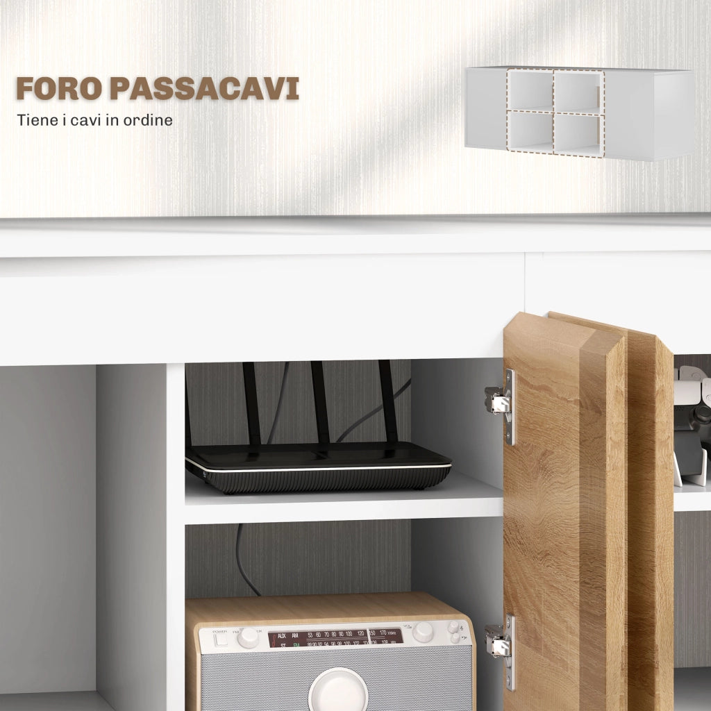 Mobile TV con Scaffale Parete ¨C Xylo ¨C Legno Bianco, 7 Ripiani, 120x41x43 cm