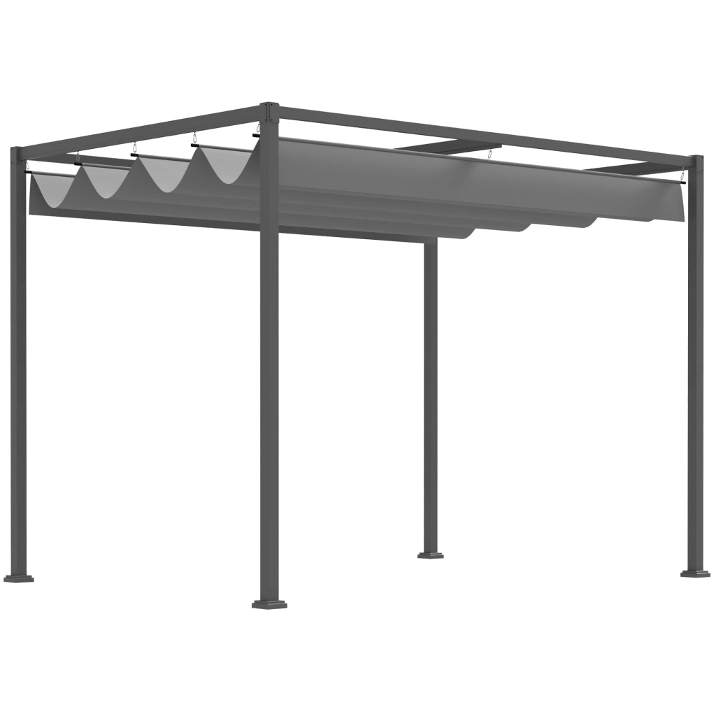 Gazebo da Giardino con Telo ¨C Minimal ¨C Grigio e Nero 3x2m