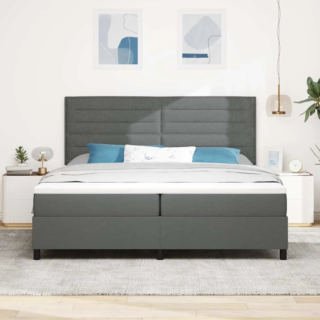 Letto a molle con materasso Grigio scuro 200 x 200 cm Tessuto