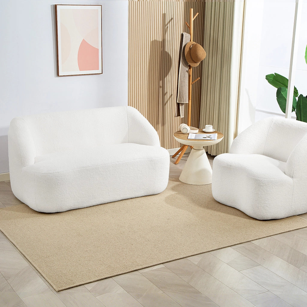 Divano 2 posti ¨C Minimal ¨C crema tessuto morbido